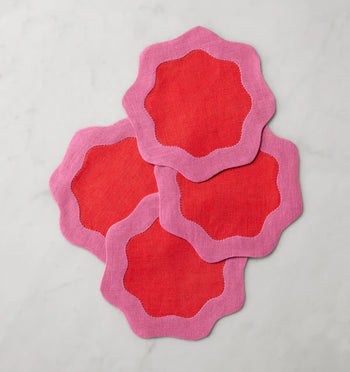 Sferra  Poppy Ondulato Cocktail Napkins Set of 4